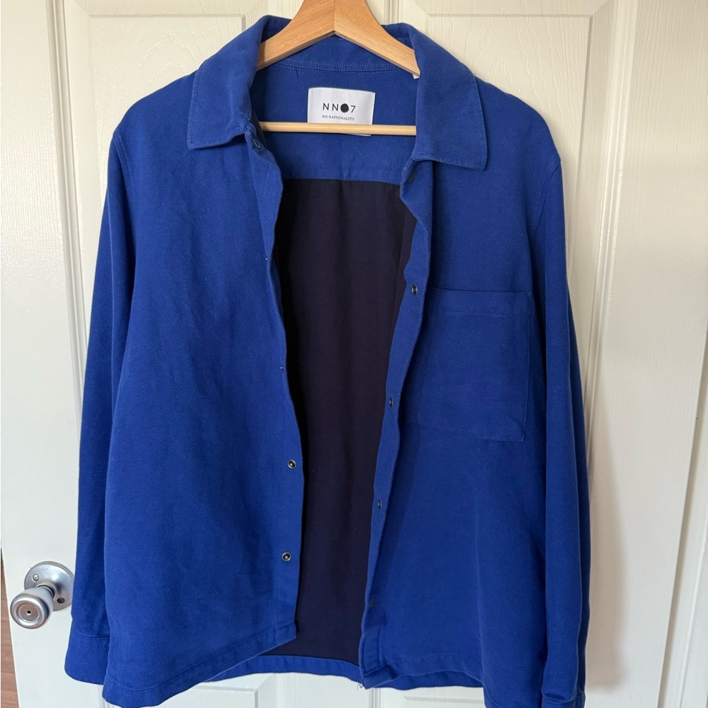 NN07 Men's Casual Button-Down Shirt Jacket in Royal Blue